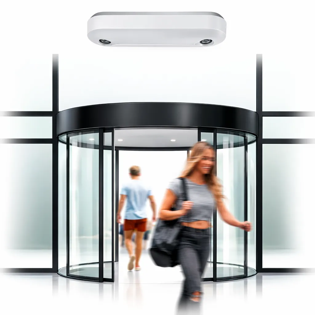 Soluzione people counting per 1 varco di ingresso/uscita + telecamera Ideogear Abacus