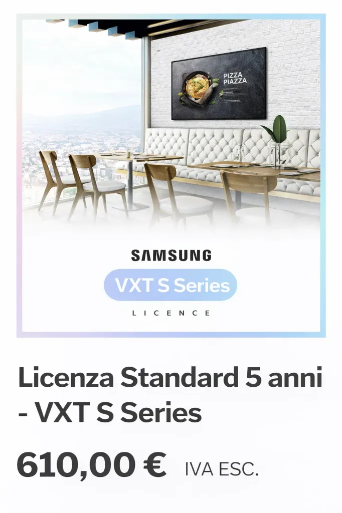 Licenza Standard 5 anni – Samsung VXT S Series