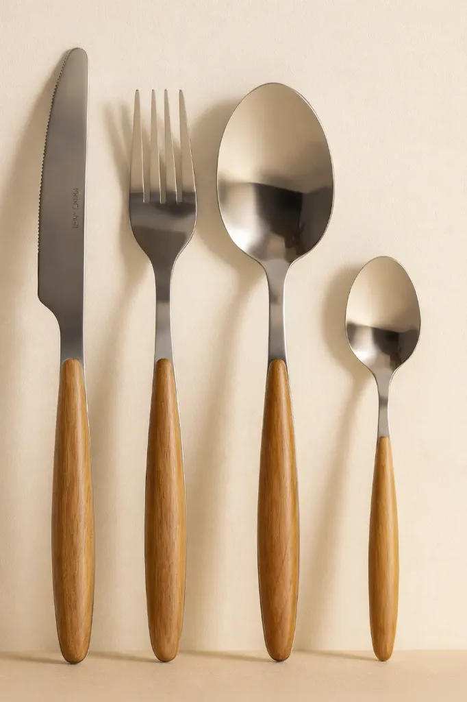 Set posate effetto legno in acciaio inox da 24 pezzi SUVA