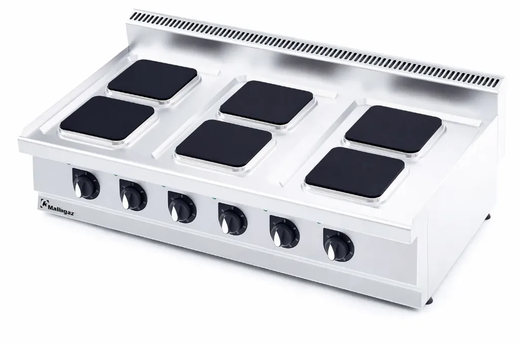 C1270ES – Fornello elettrico professionale a piastre quadre (6 piastre)